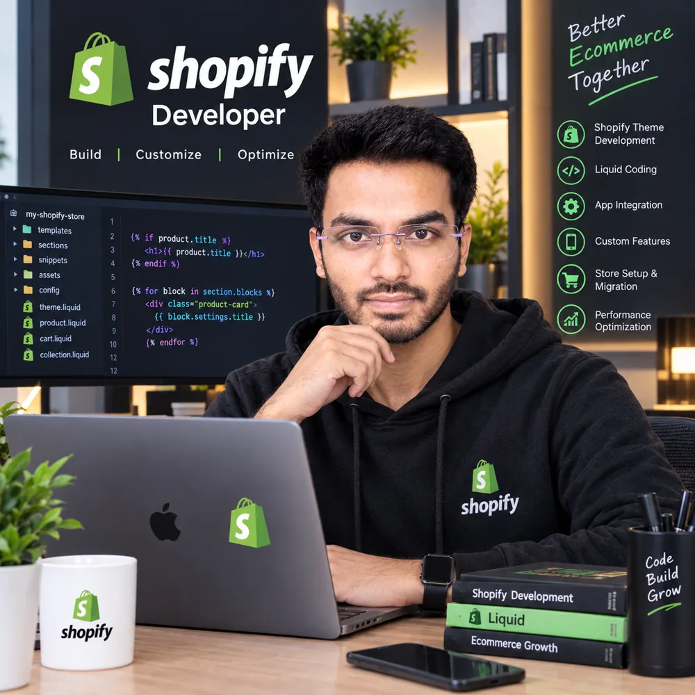 Bikas Kumar, Shopify developer, at his workspace