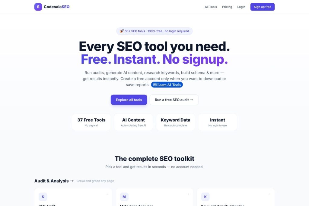 CodeSala SEO Tools – Laravel project by Bikas Kumar