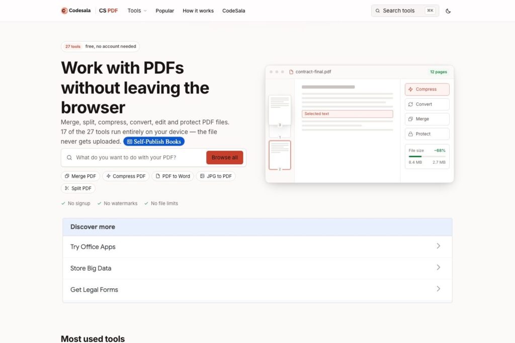 CS PDF Tools – Laravel + vanilla JS project by Bikas Kumar