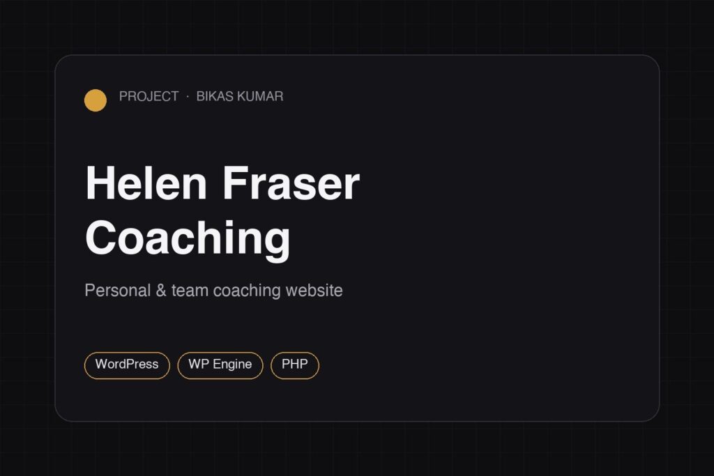 Helen Fraser Coaching – WordPress on WP Engine project by Bikas Kumar