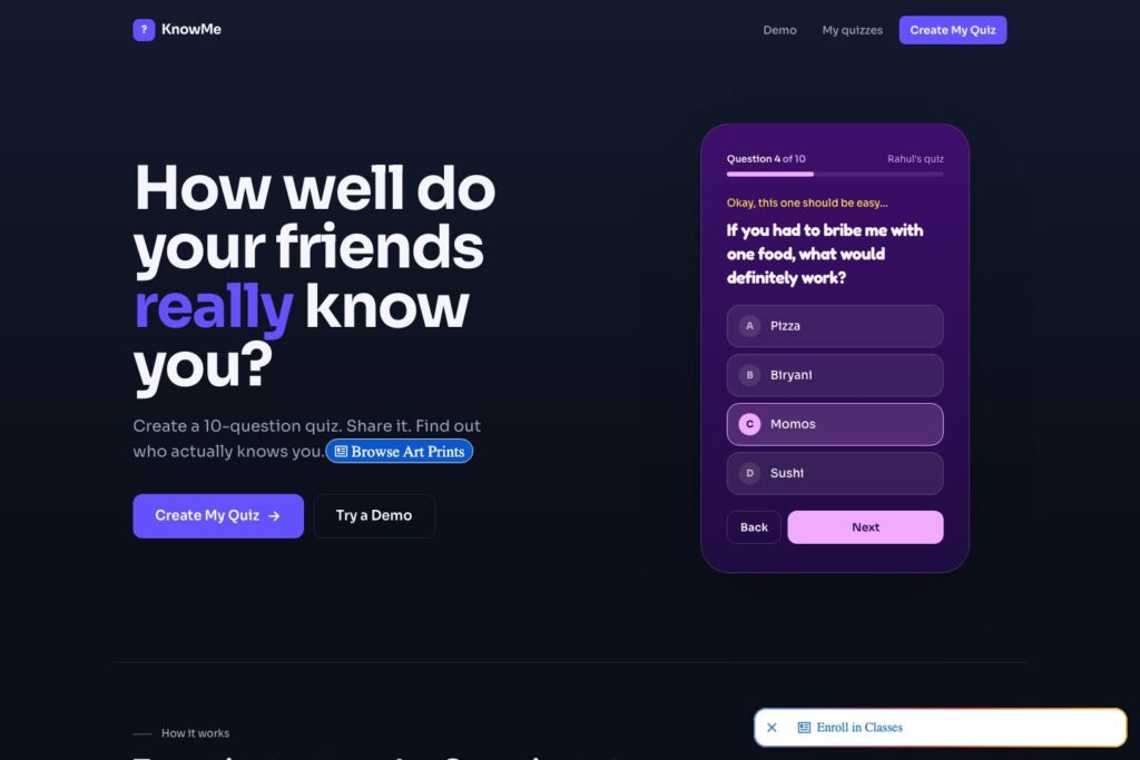 KnowMe Quiz – Next.js static export + Core PHP + SQLite project by Bikas Kumar