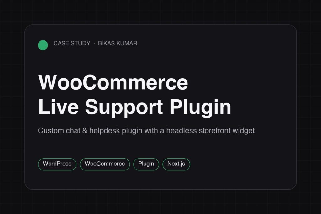 WooCommerce Live Support Plugin – WordPress + WooCommerce (works headless) project by Bikas Kumar